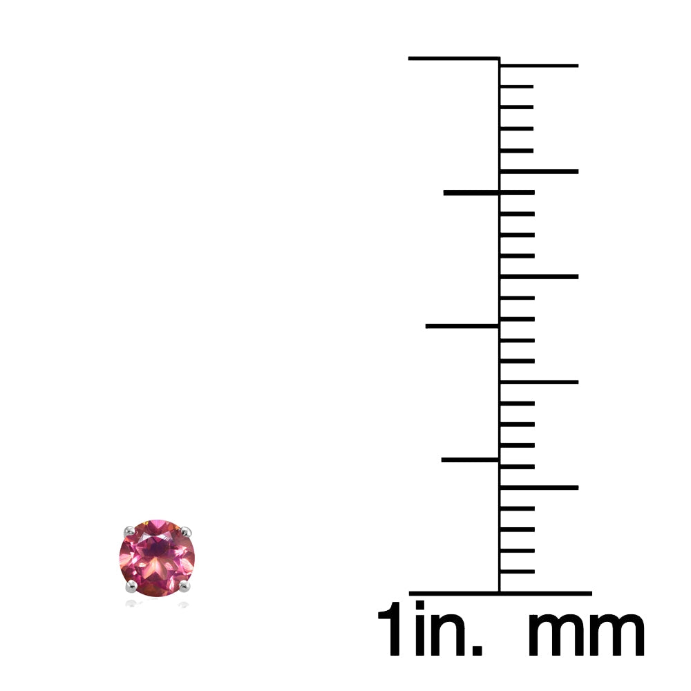 Sterling Silver Pink Topaz Round Stud Earrings, 6mm-3