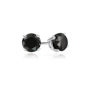 Sterling Silver 2ct Black Spinel Round Stud Earrings, 6mm