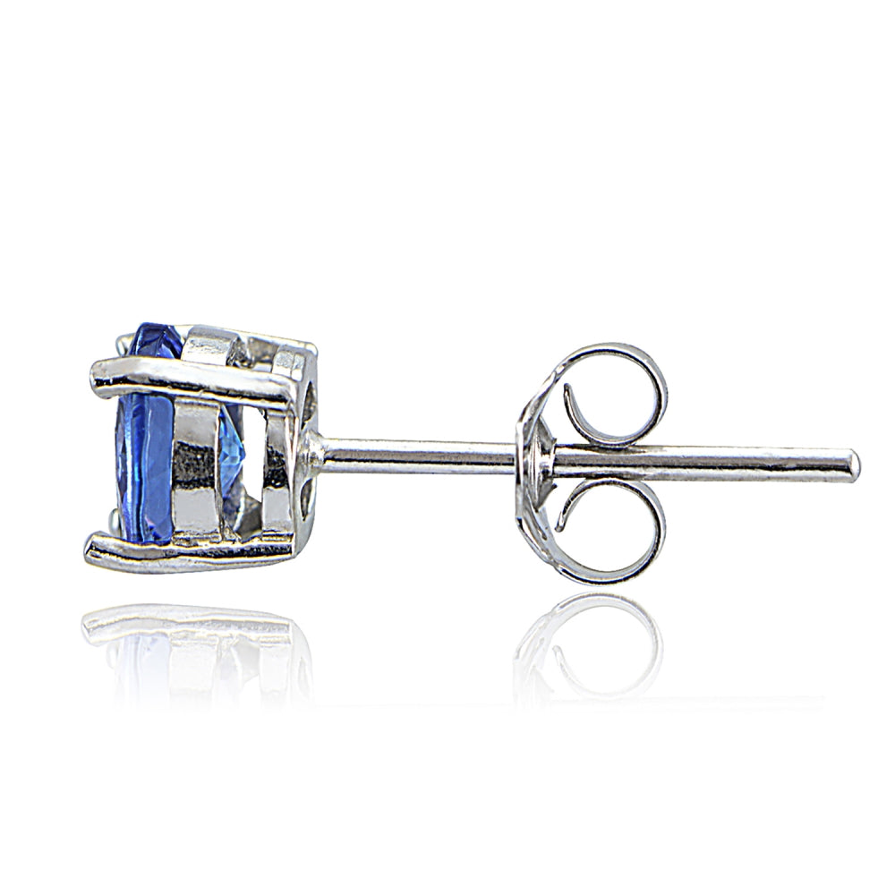 Sterling Silver Genuine Kyanite 6mm Round Stud Earrings-2