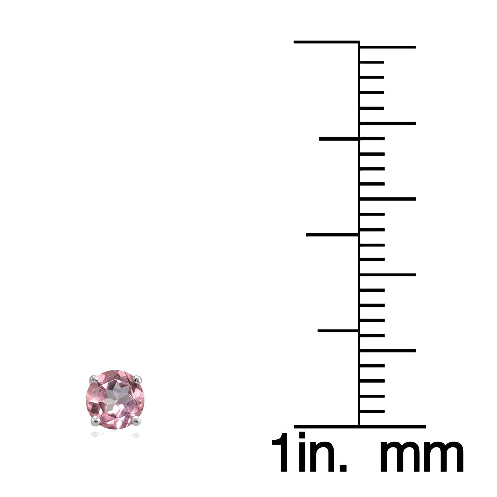 Sterling Silver Light Pink Topaz Round Stud Earrings, 6mm-3