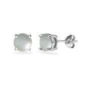 Sterling Silver Created Mother Of Pearl Round 6mm Prong-set Stud Earrings