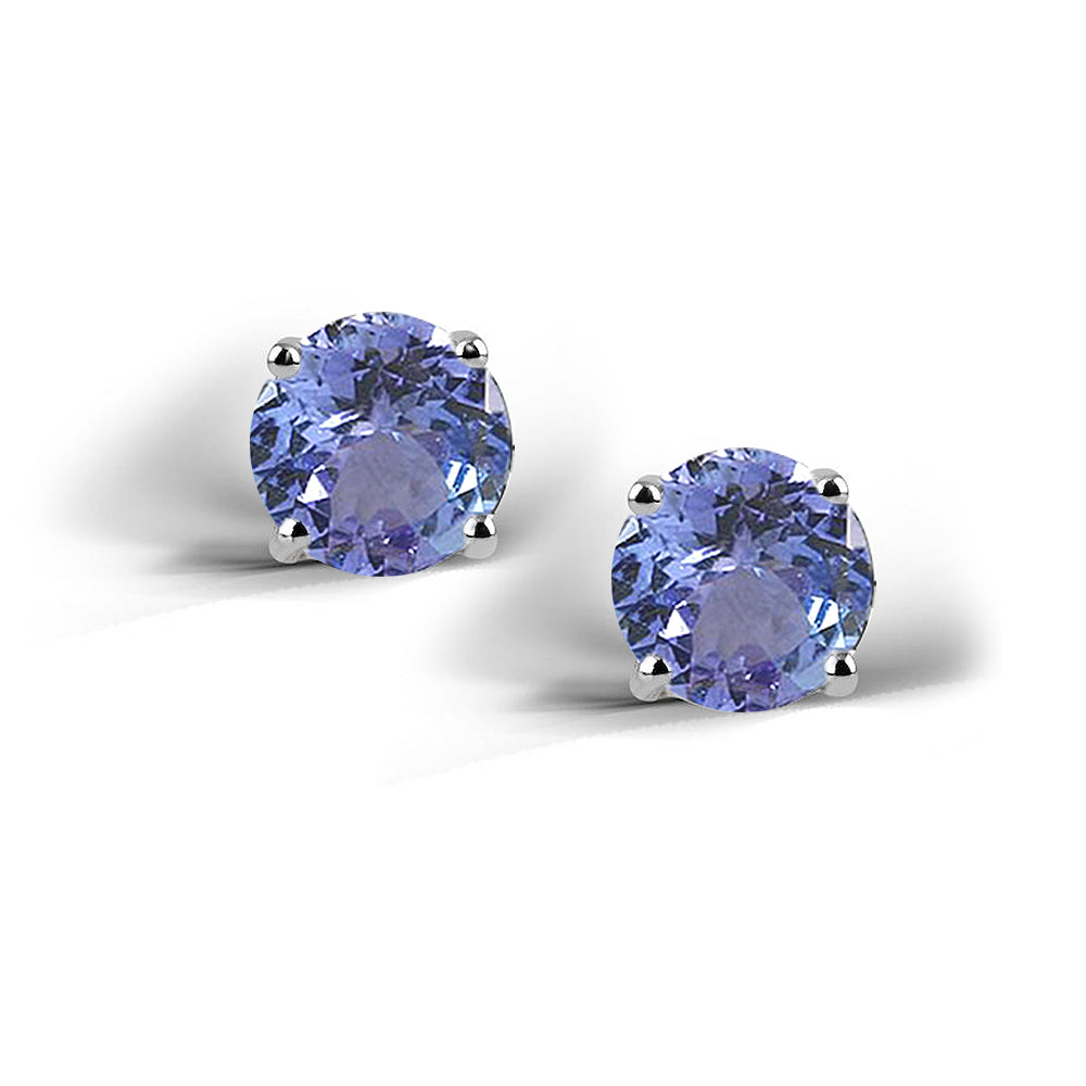 Sterling Silver 2ct Created Tanzanite Stud Earrings, 6mm