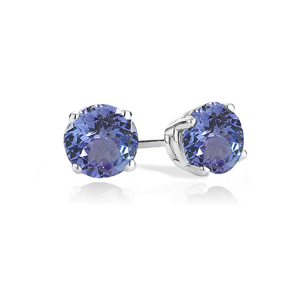 Sterling Silver 2ct Created Tanzanite Stud Earrings, 6mm-2