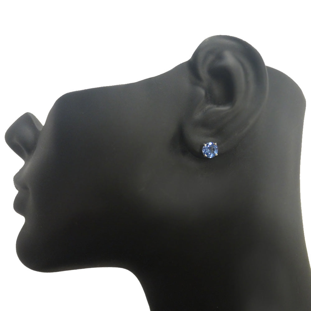 Sterling Silver 2ct Created Tanzanite Stud Earrings, 6mm-3