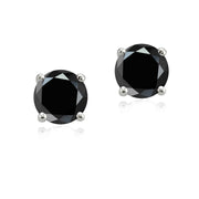 Sterling Silver 3ct Black Cubic Zirconia 7mm Round Stud Earrings