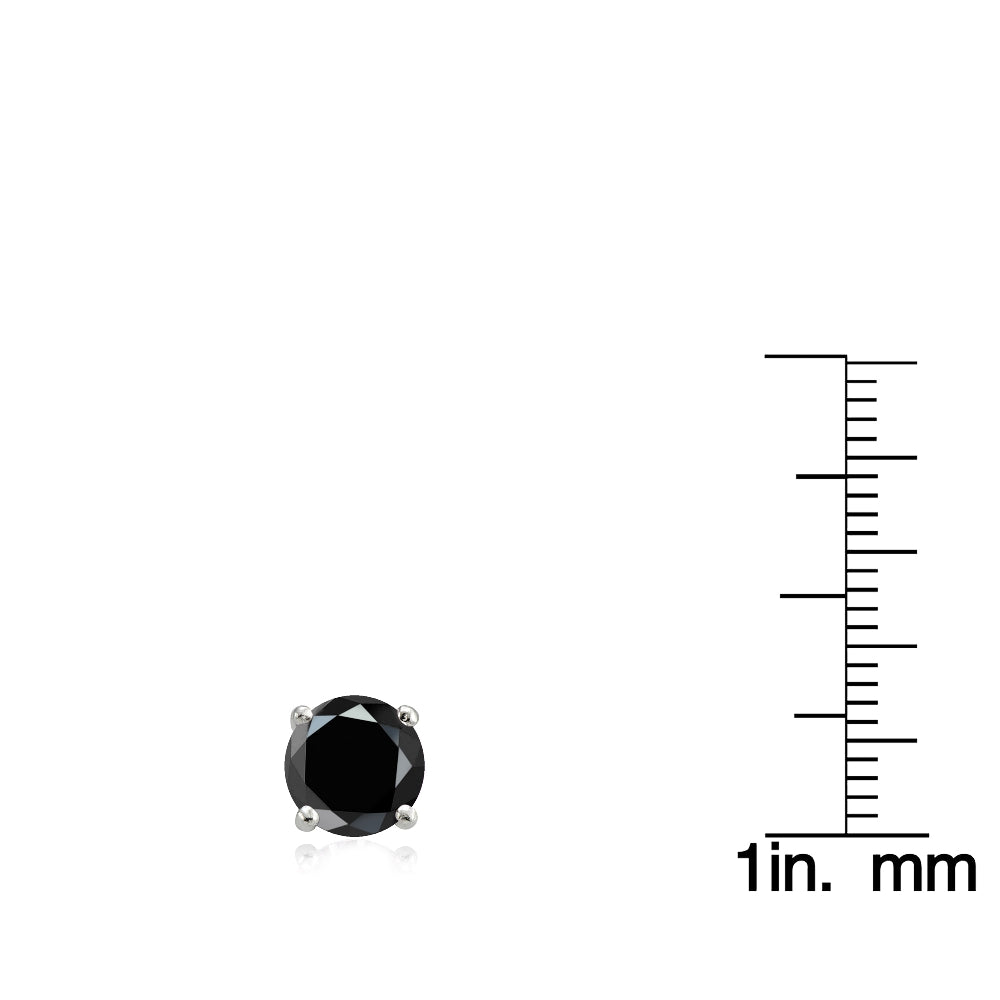 Sterling Silver 3ct Black Cubic Zirconia 7mm Round Stud Earrings-3
