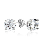 Sterling Silver 3ct Cubic Zirconia 7mm Round Stud Earrings
