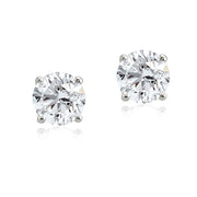Sterling Silver 3ct Cubic Zirconia 7mm Round Stud Earrings