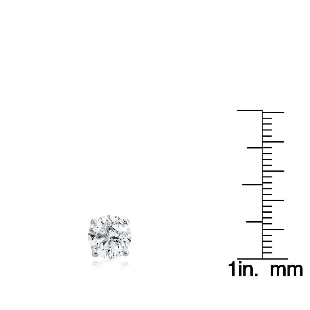 Sterling Silver 3ct Cubic Zirconia 7mm Round Stud Earrings-3