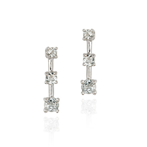 Sterling Silver Blue Topaz Past Present Future Earrings