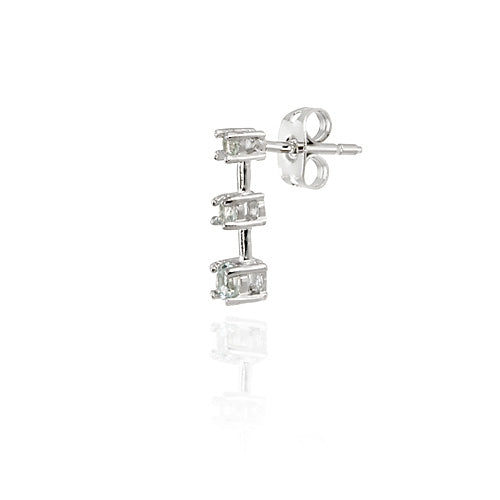 Sterling Silver Blue Topaz Past Present Future Earrings-2