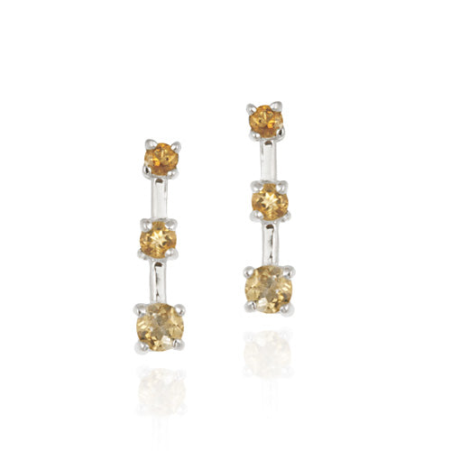 Sterling Silver Genuine Citrine Past Present Future Earrings