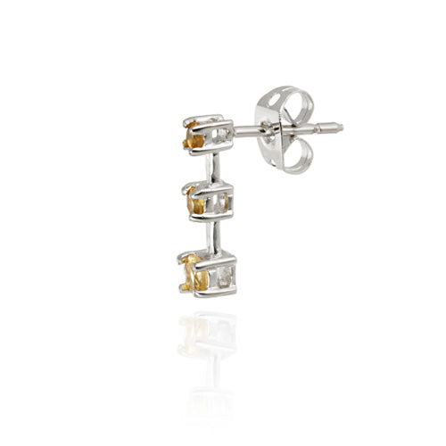 Sterling Silver Genuine Citrine Past Present Future Earrings-2
