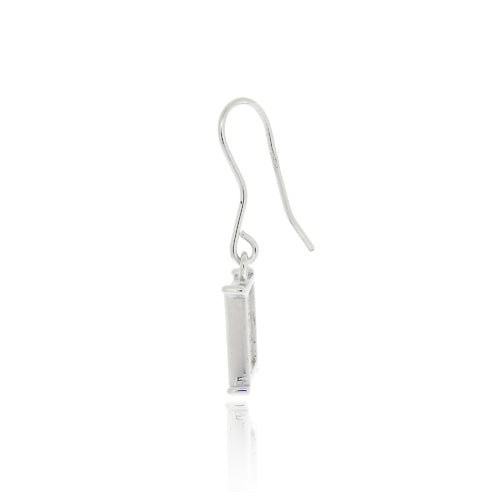 Sterling Silver CZ Micro Pave Square Dangle Earrings-2