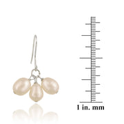 Sterling Silver Freshwater Cultured Peach Pearl Cluster Dangle Earrings
