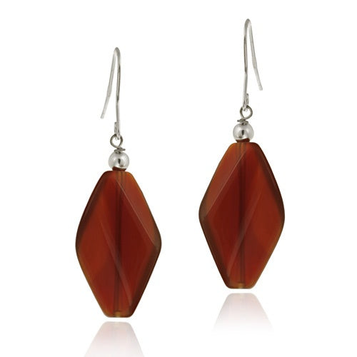 Sterling Silver Carnelian Geometric Dangle Earrings