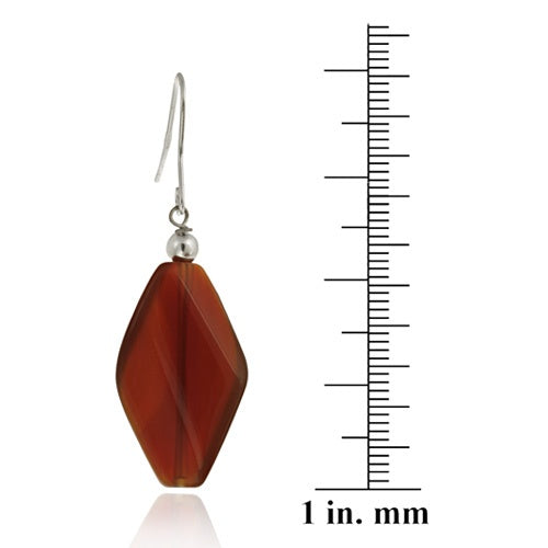 Sterling Silver Carnelian Geometric Dangle Earrings-3