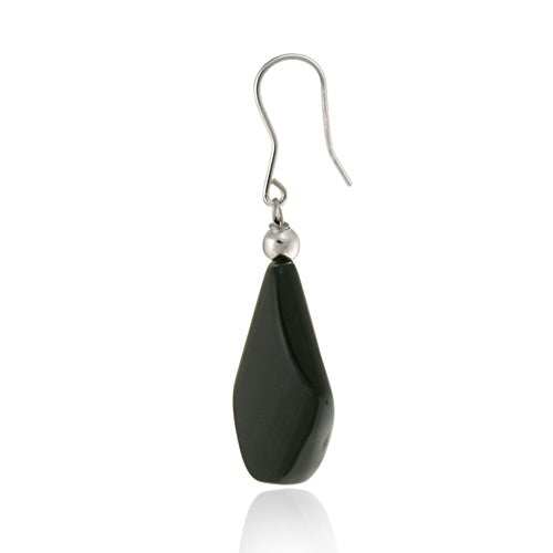 Sterling Silver Onyx Geometric Dangle Earrings-2