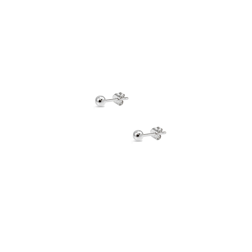 Sterling Silver 4mm Polished Ball Bead Stud Earrings-2