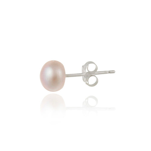 Sterling Silver Freshwater Cultured 7-7.5mm Pink Pearl Stud Earrings-2