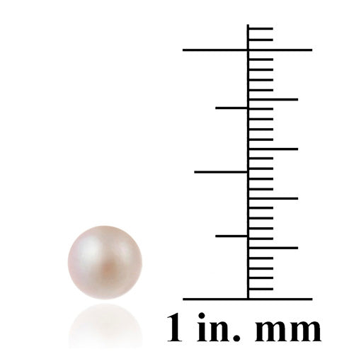 Sterling Silver Freshwater Cultured 7-7.5mm Pink Pearl Stud Earrings-3