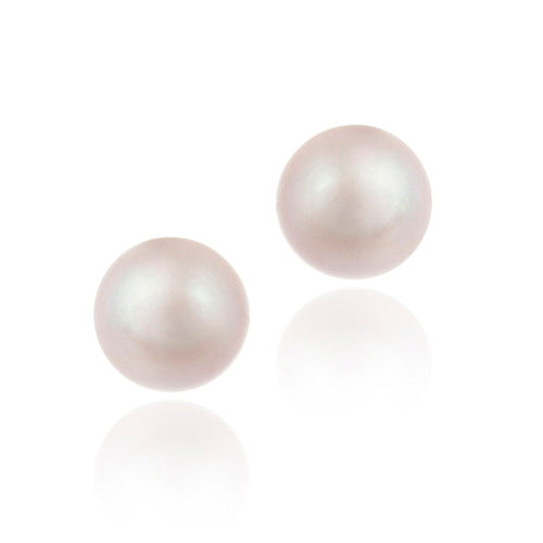 Sterling Silver Pink Freshwater Cultured Pearl 10-10.5mm Stud Earrings