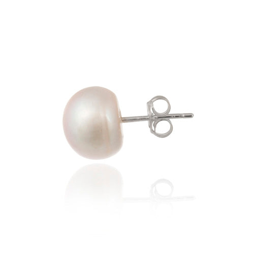 Sterling Silver Pink Freshwater Cultured Pearl 10-10.5mm Stud Earrings-2