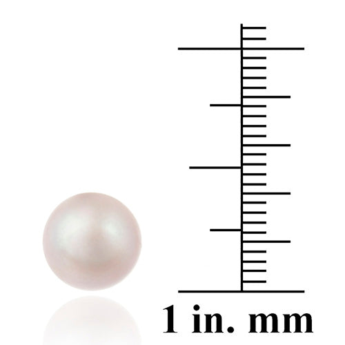 Sterling Silver Pink Freshwater Cultured Pearl 10-10.5mm Stud Earrings-3