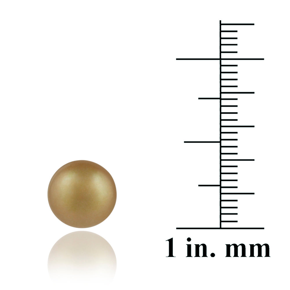 Sterling Silver Freshwater Cultured 10-10.5mm Golden Green Pearl Stud Earrings-3