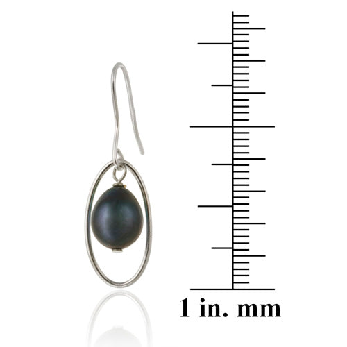 Sterling Silver Freshwater Cultured Peacock Pearl Dangle Earrings-3