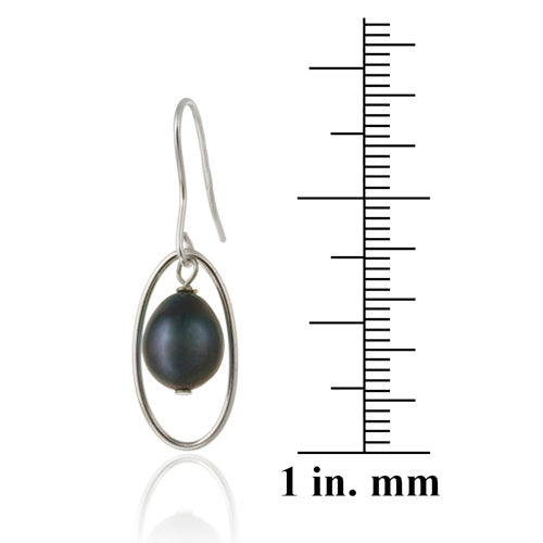 Sterling Silver Freshwater Cultured Peacock Pearl Dangle Earrings