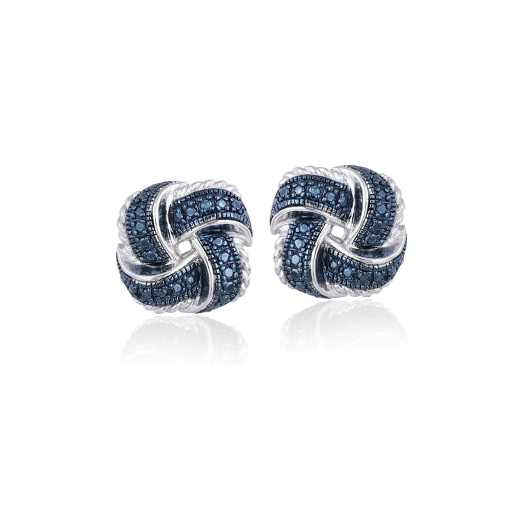 Sterling Silver Blue Diamond Accent Love Knot Earrings