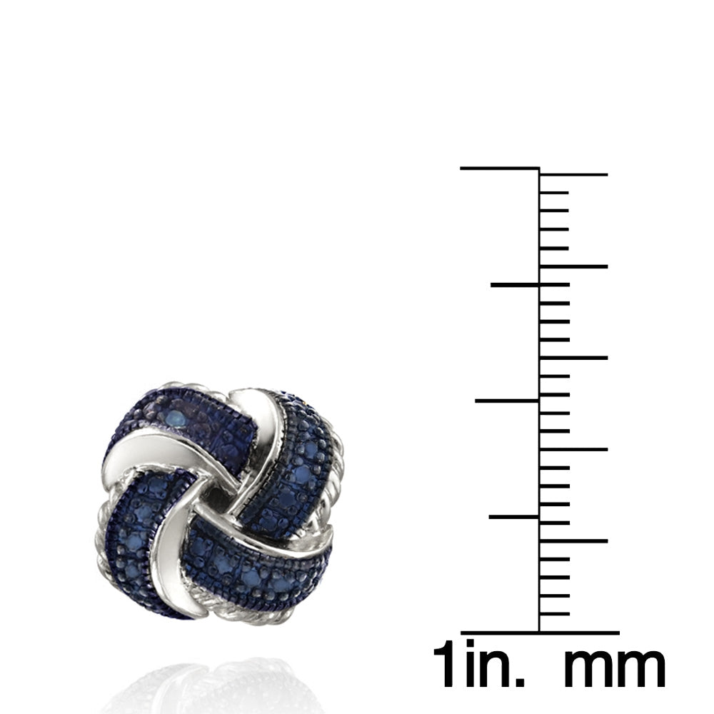 Sterling Silver Blue Diamond Accent Love Knot Earrings-3