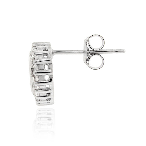 Sterling Silver CZ Heart Stud Earrings-2