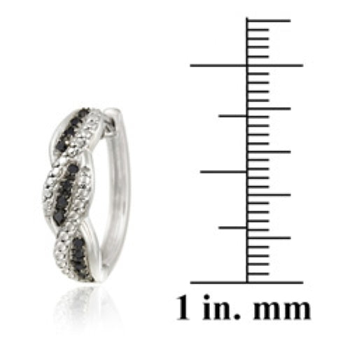 Sterling Silver 1/4 ct. tdw Black Diamond Twisted Hoop Earrings-4