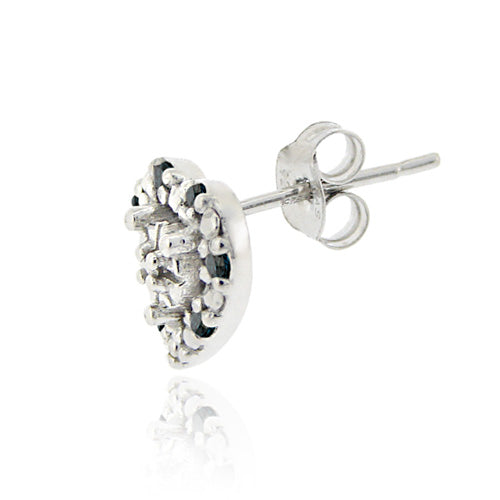Sterling Silver 1/8 ct tdw Blue Diamond Heart Stud Earrings-2