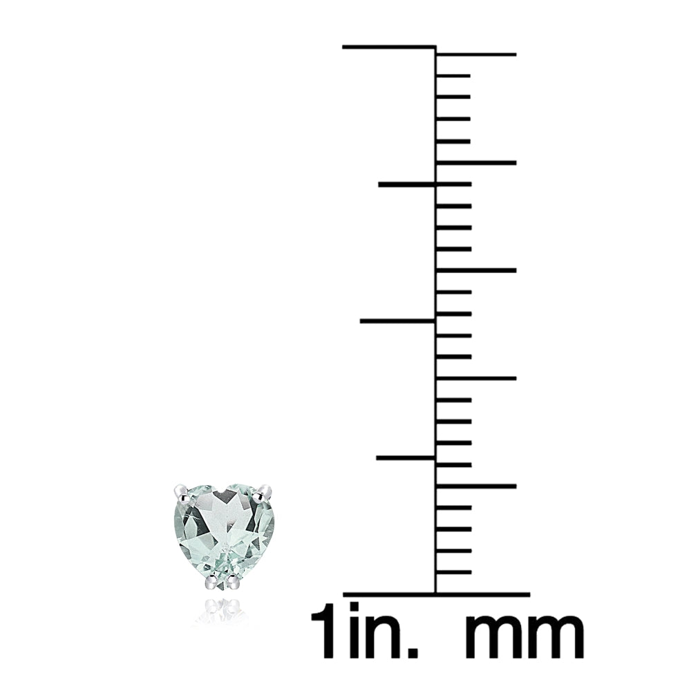 Sterling Silver Aquamarine 5mm Heart Stud Earrings-3
