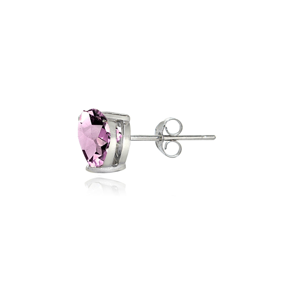 Sterling Silver Created Alexandrite 5mm Heart Stud Earrings
