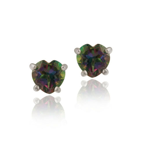 Sterling Silver Green Mystic Topaz 5mm Heart Stud Earrings