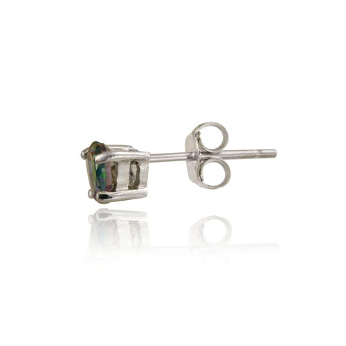Sterling Silver Green Mystic Topaz 5mm Heart Stud Earrings-2