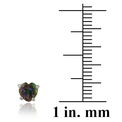 Sterling Silver Green Mystic Topaz 5mm Heart Stud Earrings-3