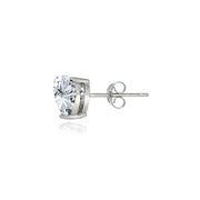 Sterling Silver Cubic Zirconia 5mm Heart Stud Earrings