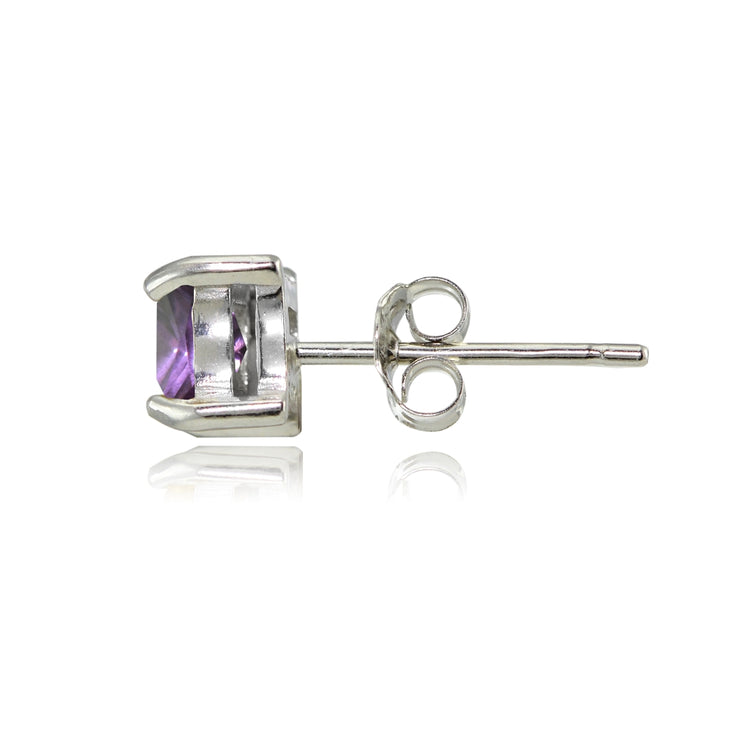 Sterling Silver Created Alexandrite 5mm Square Stud Earrings