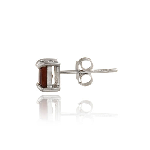 Sterling Silver 1.44ct. Ruby 5mm Square Stud Earrings-2
