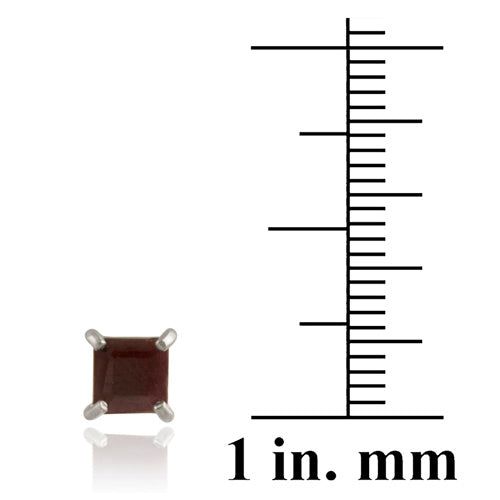Sterling Silver 1.44ct. Ruby 5mm Square Stud Earrings-3