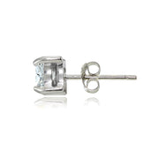 Sterling Silver 1.5ct Cubic Zirconia 5mm Square Stud Earrings
