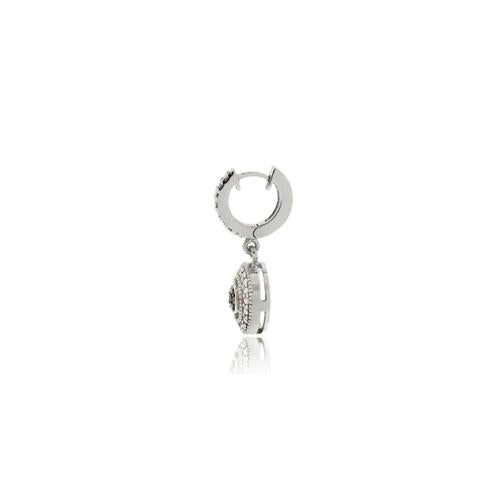 Sterling Silver 1/10 ct tdw Champagne Diamond Round Dangle Hoop Earrings-2