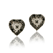 Sterling Silver 1/8 ct tdw Black Diamond Heart Stud Earrings
