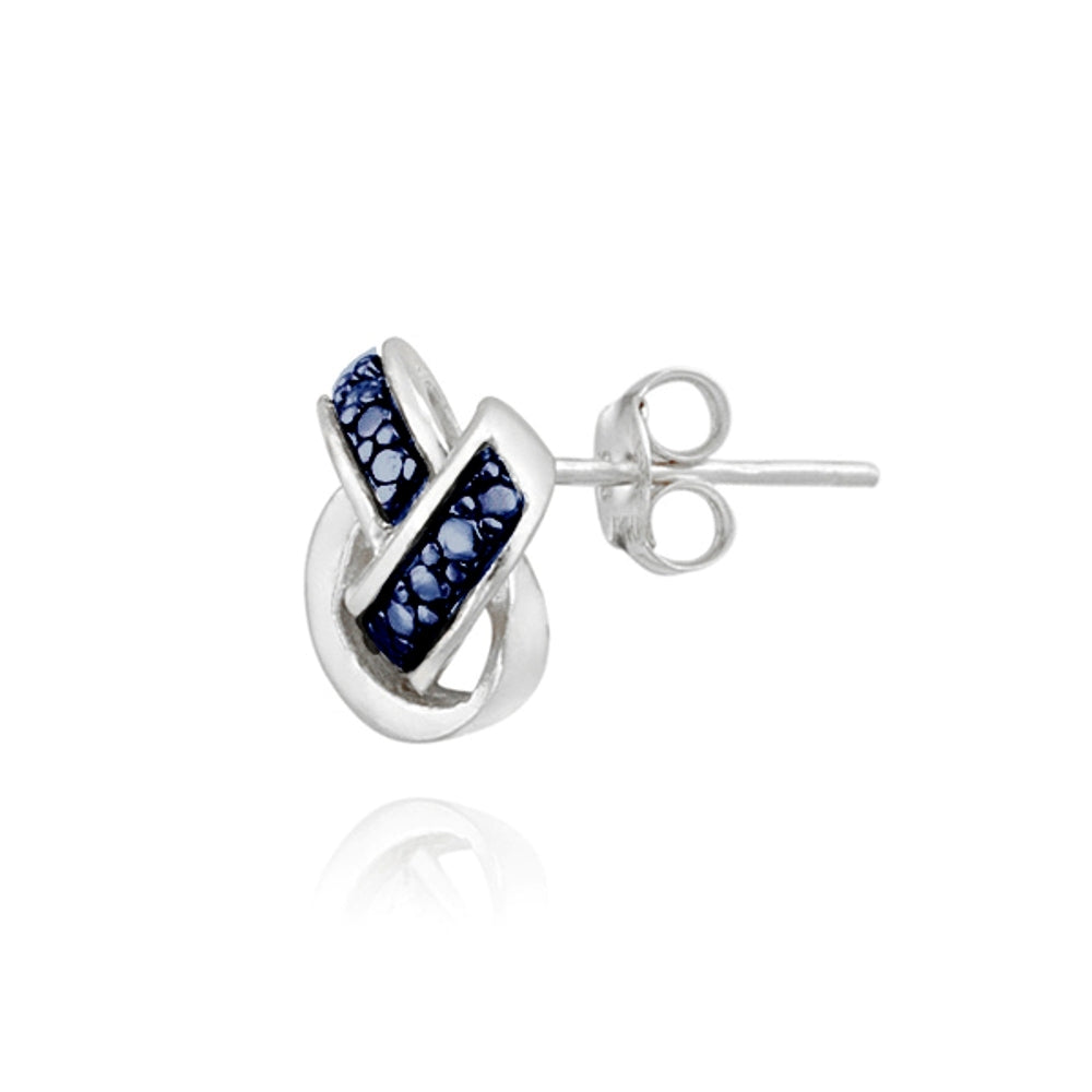 Sterling Silver Blue Diamond Accent Love Knot Stud Earrings-5
