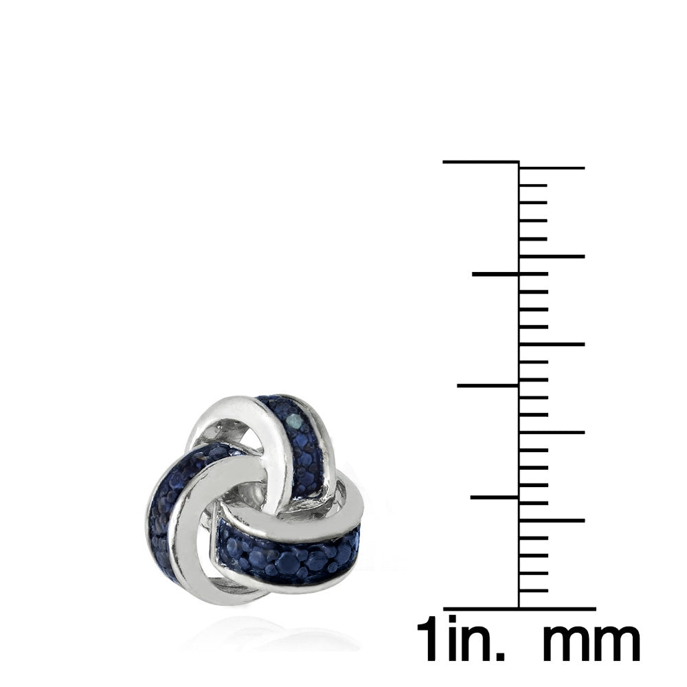 Sterling Silver Blue Diamond Accent Love Knot Stud Earrings-6